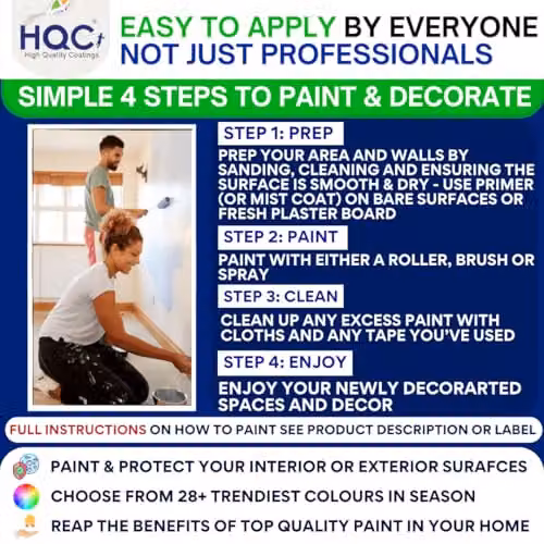 HQC Paints Weather Shield Masonry Paint in White, 5 l Matt Finish – 5