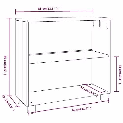vidaXL HAMAR Solid Pine Tiered Shelf Sideboard, Brown and Beige, W: 85 cm, D: 35 cm, H: 180 cm – 2
