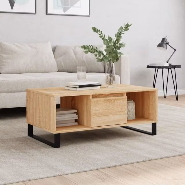 Berkfield Home Sonoma Oak Coffee Table, Brown, W: 90 cm, D: 50 cm, H: 36.5 cm