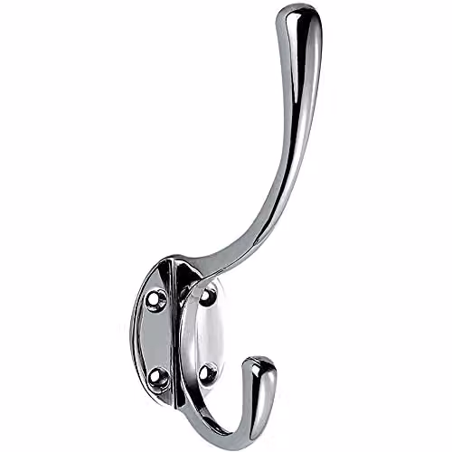 Loops Victorian Hat and Coat Hook on Oval Backplate in Polished Chrome