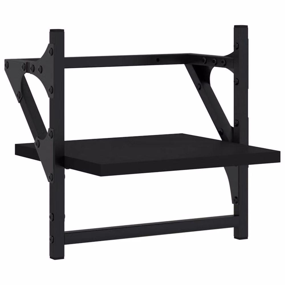 Berkfield Home 4 Piece Black Decorative Wall Mounted Shelf Set with Hanging Rods – 5