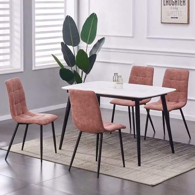MCC Direct Henri Set of 4 Faux Suede Dining Chairs in Dusty Pink