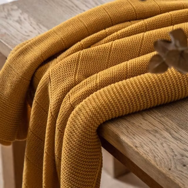 Terrys Yellow Striped Knitted Throw W: 130 cm, L: 170 cm
