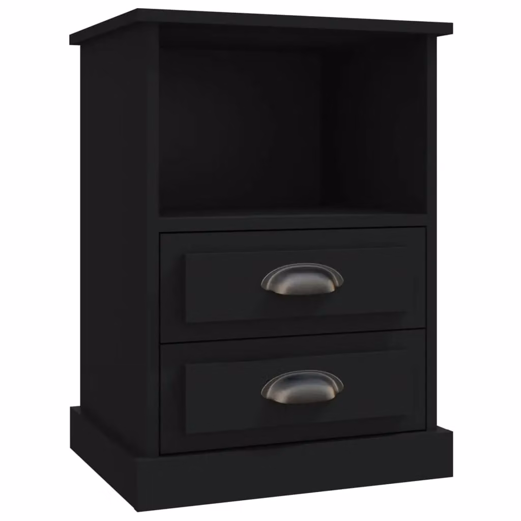 Berkfield Home Set of 2 Black Classic Bedside Cabinets W/D/H: 43 x 36 x 60 cm – 5