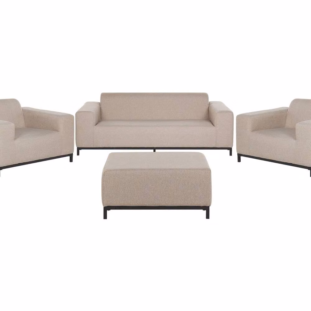 Wyld and Coco Beige Fabric 5-Seater Outdoor Sofa Set with Matching Ottoman and Powder Coated Aluminium Frame – 2
