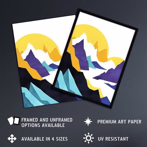 Artery8 Alps Mountain Range Abstract Geometric Wall Art Poster Print, Multicolour, W: 46 cm, H: 61 cm – 2