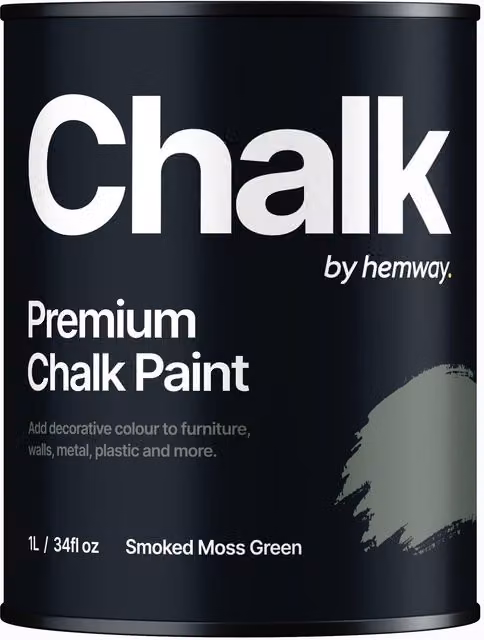 Hemway Chalk Paint Flat Matt in Smoked Moss Green, 1L