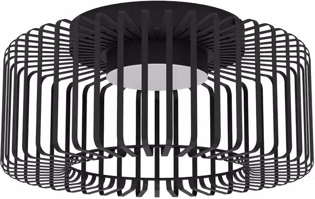 Loops Modern Black Metal Caged LED Ceiling Light – 1