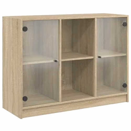 vidaXL Modern Sonoma Oak Sideboard in Brown and Beige, W/D/H: 102 x 37 x 75.5 cm