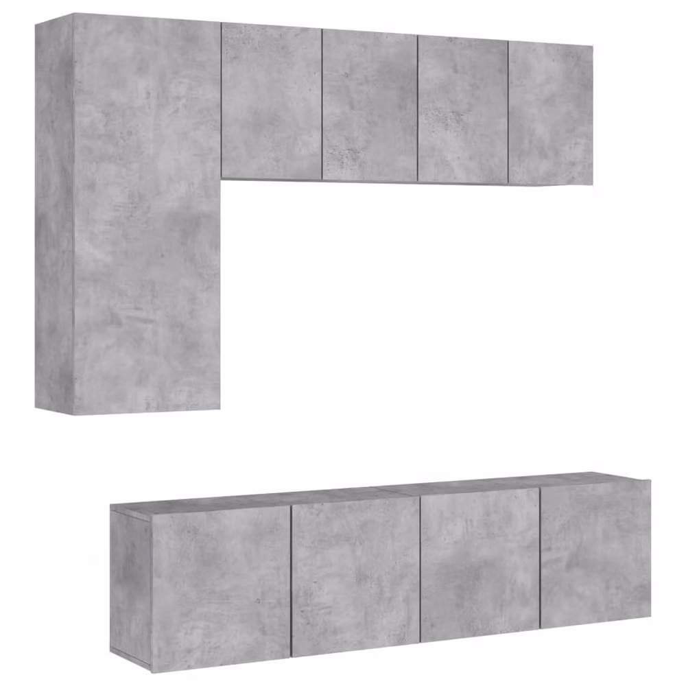 Berkfield Home 5 Piece TV Wall Unit Set in Concrete Grey Matt MDF – 2