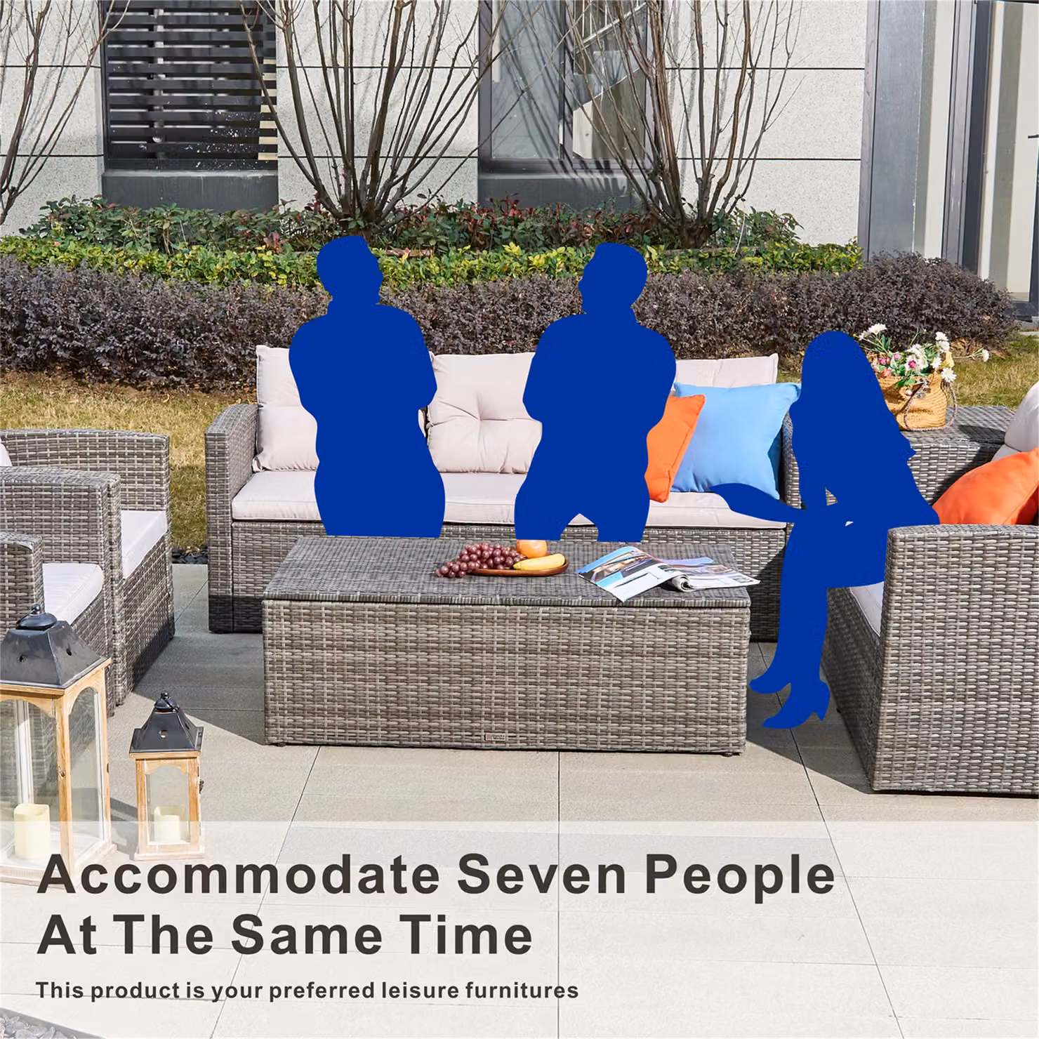 Direct Wicker 7-Seat Outdoor Rattan Garden Sofa Set with Storage Box and Cushions in Grey – 2