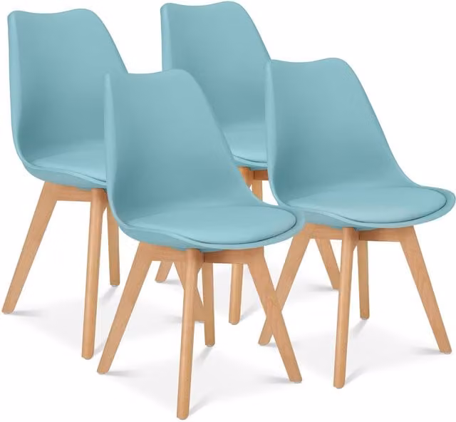 Bravich LTD Rocco Tulip Dining Chair Set of 4 in Duck Egg Blue – 1