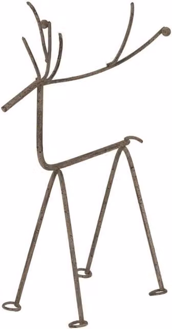 Lemon Pavilion Rustic Reindeer on Stand Decoration, Silver and White, W: 20 cm, D: 11 cm, H: 29 cm
