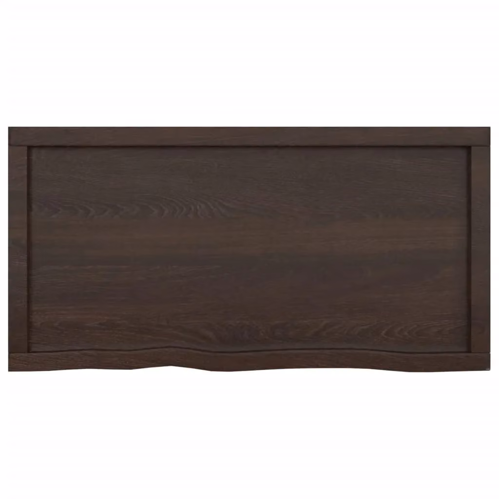 Berkfield Home Bathroom Countertop in Dark Brown and Grey Treated Solid Wood W: 100 cm, D: 50 cm, H: 2-6 cm – 2