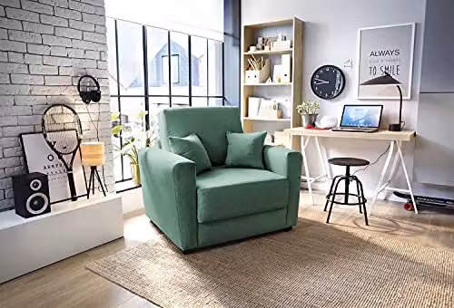 Abakus Direct Olly Single Sofa Bed in Green Velvet Fabric – 4