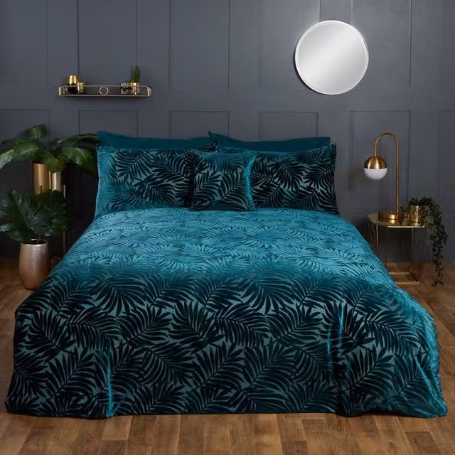 Rapport Home Paloma Floral Polycotton Reversible Duvet Cover and Pillowcase Set in Green and Blue, Single (90 x 200 cm)
