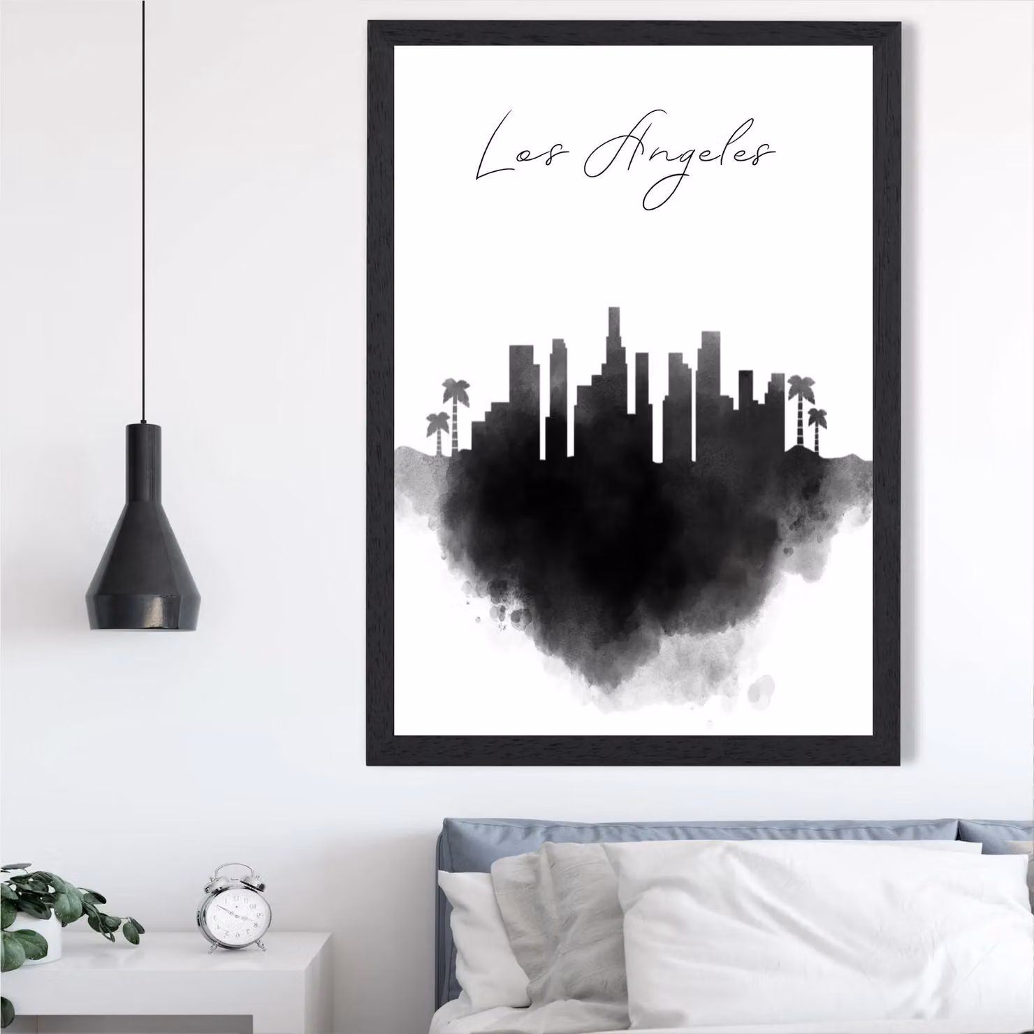 ARTZE Los Angeles Watercolour Skyline City Framed Print in Black – 2