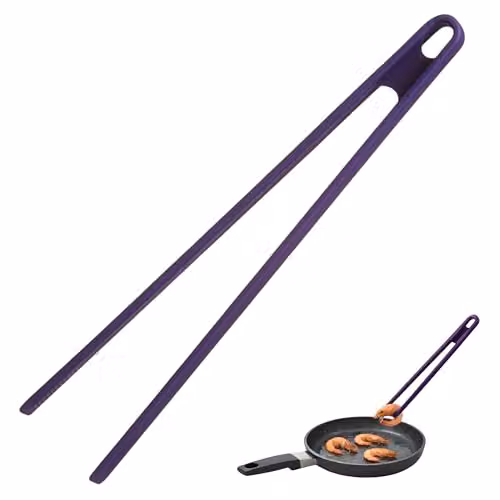 Orsina Silicone Tongs in Pink and Purple, Heat Resistant and Non-Scratch Kitchen Grabbers