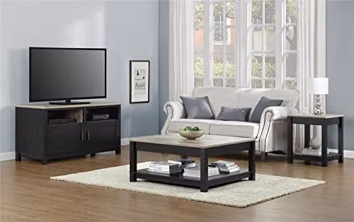 Dorel Home Furnishings Carver Square Coffee Table in Black and Grey, W/D/H: 90 x 90 x 44 cm – 5