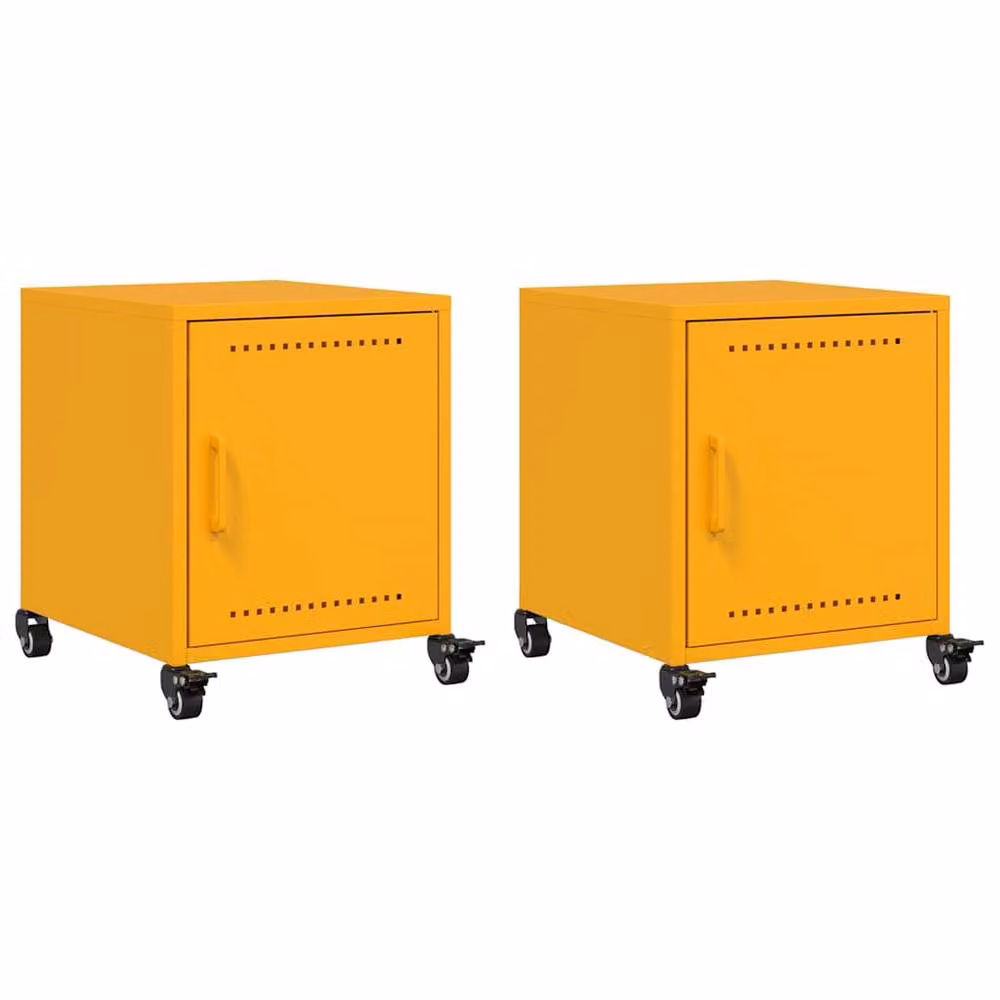 Berkfield Home Stylish Bedside Cabinets, 2 Piece, Mustard Yellow, W/D/H: 36 x 39 x 43.5 cm – 2