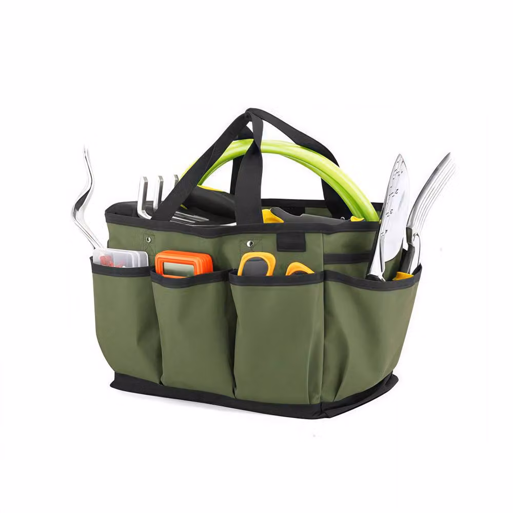 Lovii Heavy Duty Multi-Pocket Portable Tool Bag Storage Tote in Brown, W/D/H: 35.5 x 24.0 x 27.8 cm – 2