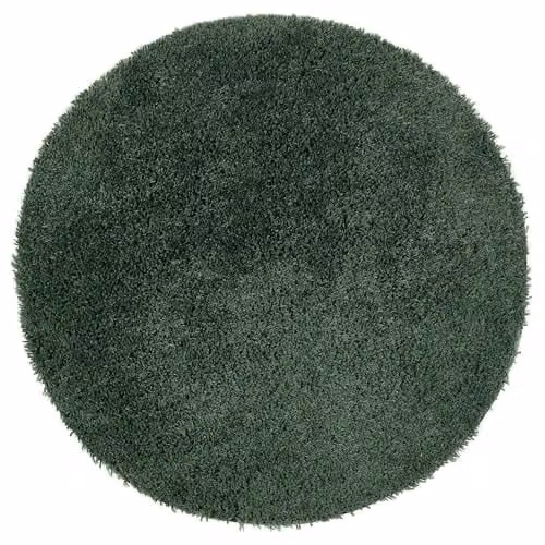 e-Rugs Chicago Contemporary Plain Thick Soft Deep Pile Shaggy Round Rug, Forest Green, Diameter: 133 cm