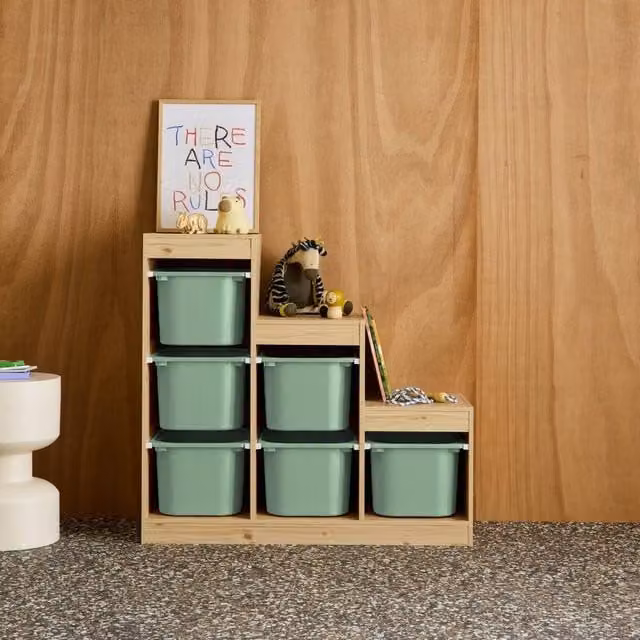 sweeek Children's Staircase Storage Unit with 6 Bins in Light Green – 1