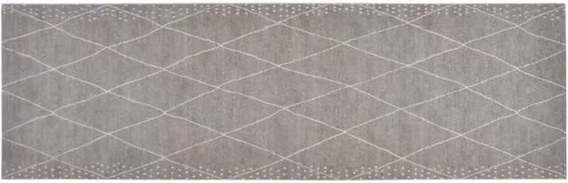 Berkfield Home Washable Rhombus Kitchen Rug in Grey Velvet, W: 60 cm, L: 180 cm