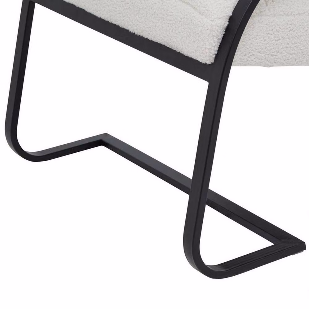 Lemon Pavilion Boucle Ribbed Ark Chair in Cream and Black with Metal Frame, W63 x D96 x H90 cm – 3