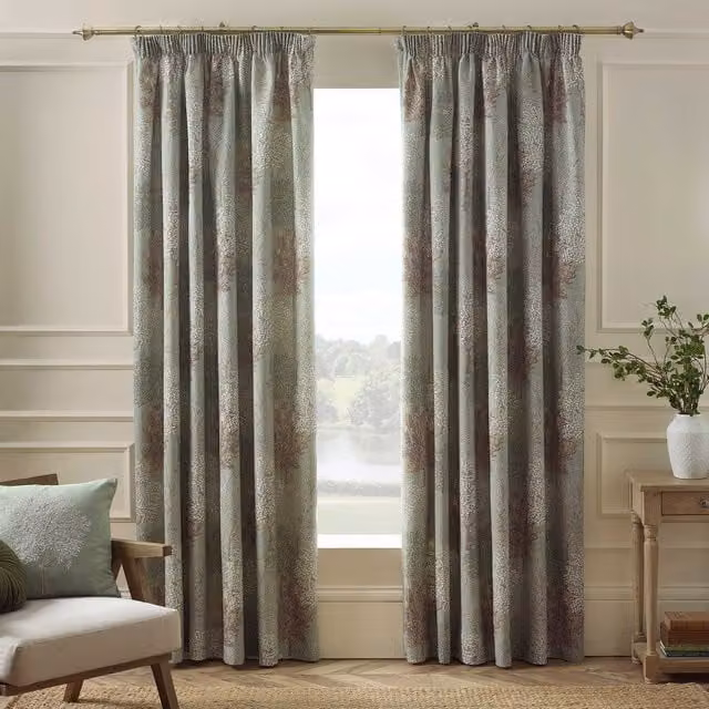 Catherine Lansfield Woodland Trees Pencil Pleat Curtains, Green