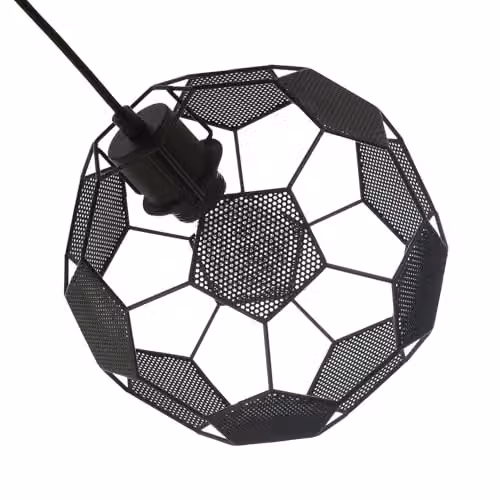 Happy Homewares Modern Matte Black Football Soccer Sphere Pendant Lamp Shade with Laser Cut Holes, W/D/H: 25 x 25 x 25 cm – 3