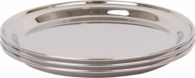 Argon Tableware Stainless Steel Serving Platters, Silver, Set of 3, Diameter: 25.5 cm – 4