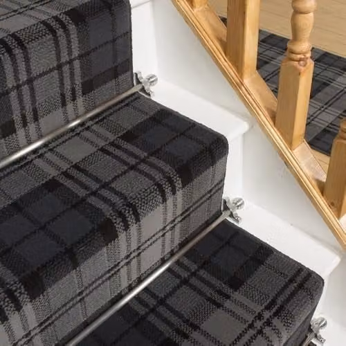 runrug Tartan Stair Runner in Black, W: 100 cm, L: 480 cm – 4