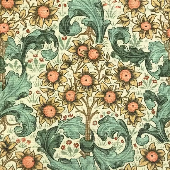 William Morris Orchid Outdoor Floral Fabric in Buttercup Yellow and Multicolour