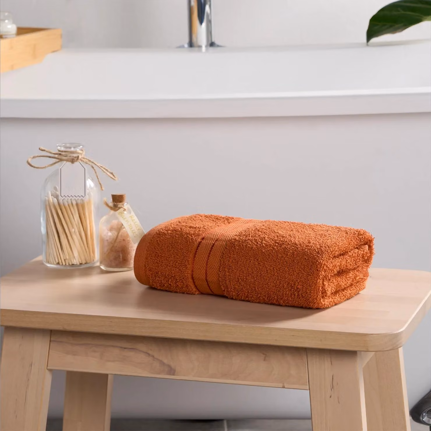 OHS 10 Pack of Fluffy 100% Cotton Terry Bathroom Hand Towels in Orange – 3