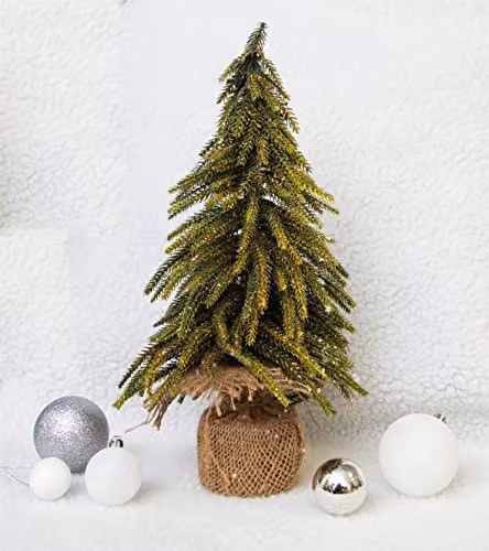 St Helens Home & Garden Decorative Gold Mini Christmas Tree in a Hessian Bag, Height: 35 cm