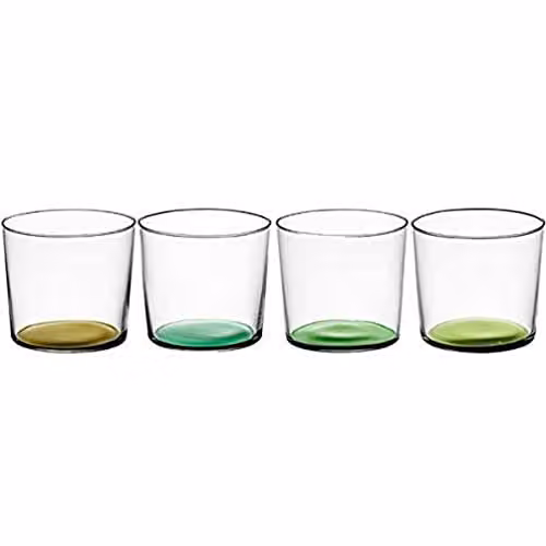 LSA International Coro Floral Hand Painted Glass Tumblers, Green and Transparent, 310 ml, Set of 4