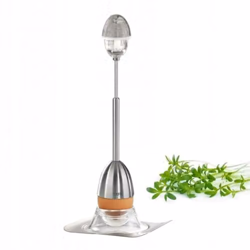 Gefu Egg Peeler with Integrated Salt Cellar in Silver Stainless Steel – 1