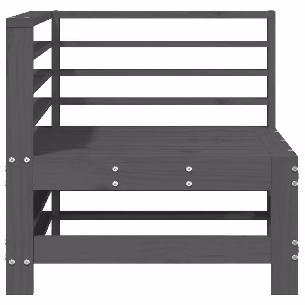 Berkfield Home Beautiful Garden L-Shape Corner Sofa Set in Grey Solid Pine Wood – 3