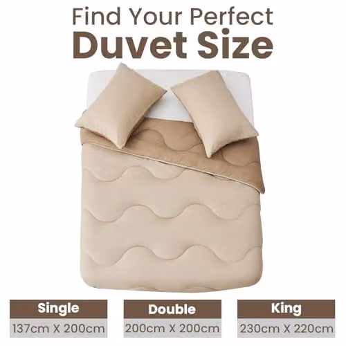 Gaveno Cavailia Coverless Microfibre Single Duvet and Pillowcase Set, 10.5 Tog, Natural/Dark Natural, W: 137 cm, L: 200 cm – 2