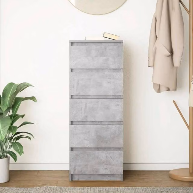 Berkfield Home Sideboard with Drawers in Concrete Grey, W/D/H: 37.5 x 35 x 99 cm – 1