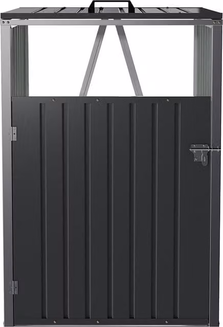 Livingandhome Metal Outdoor Garbage Bin in Black/Anthracite