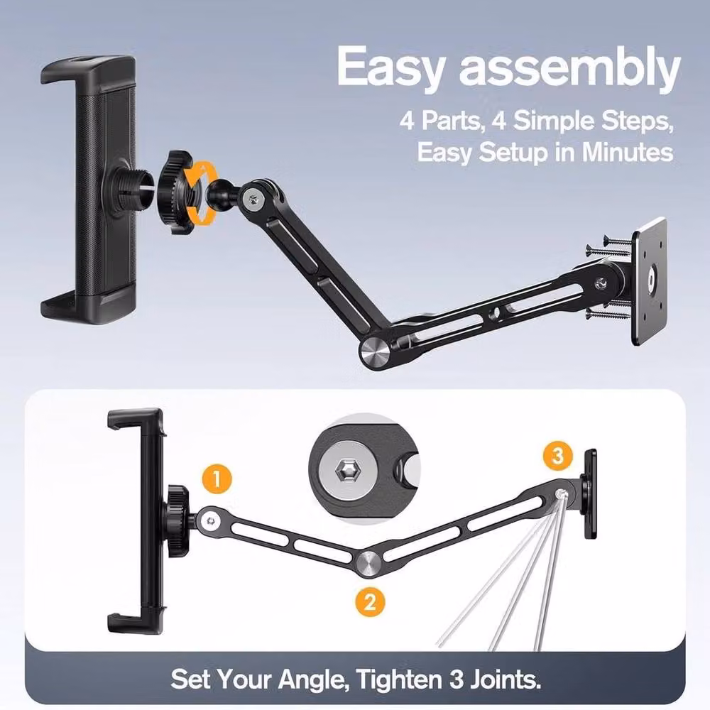 FLAVORA Extendable Tablet Wall Mount Holder in Black – 5