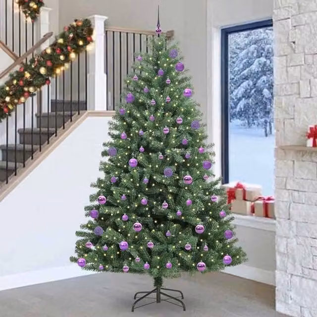 Berkfield Home Artificial Hinged Christmas Tree in Green, Height: 270 cm – 1