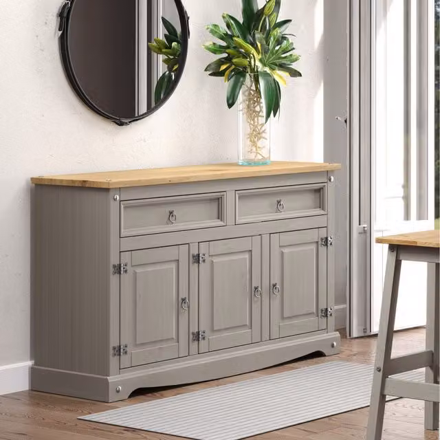 Corona Medium Sideboard in Grey Wash and Orange Pine Wood