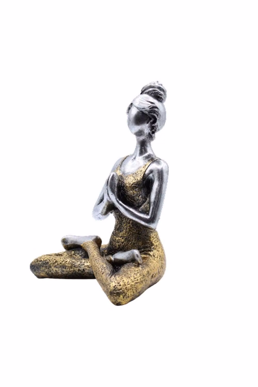 KDMD Elegant Silver and Gold Yoga Lady Metal Tabletop Sculpture, Height: 24 cm – 2