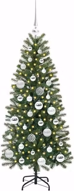 Berkfield Home Elegant Green Artificial Christmas Tree with 150 LEDs, Height: 120 cm, W/D/H: 75 x 37.5 x 120 cm – 1