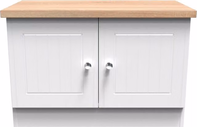 Ready Assembled 2 U Norton Compact 2 Door White Wood TV and Media Unit