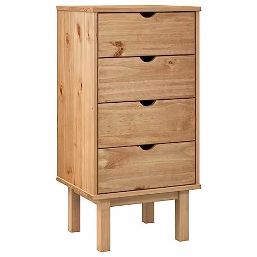 vidaXL OTTA Scandinavian Style Solid Pine Wood Drawer Cabinet, Brown, W: 46 cm, D: 39.5 cm, H: 90 cm
