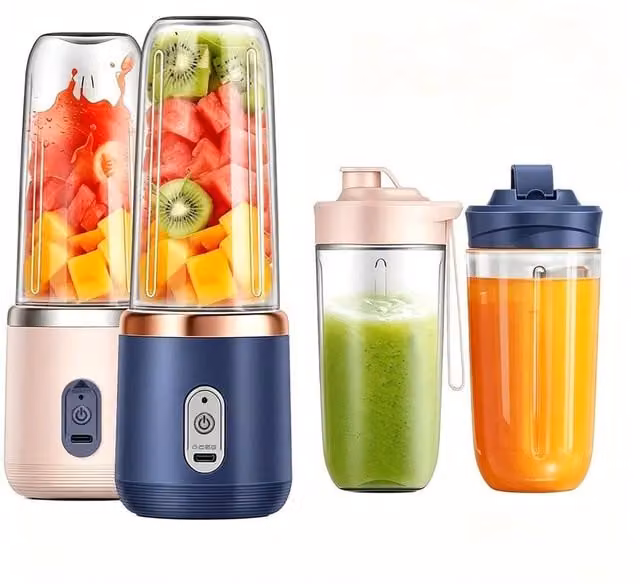 FLAVORA Portable Electric Juice Maker and Blender in Pink and Blue, 400 ml – 1